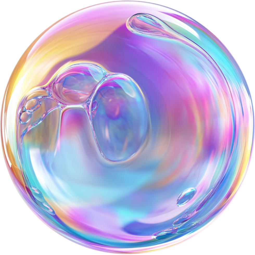 Iridescent Sphere, Abstract depiction of an iridescent sphere exhibiting swirling colors. The luminous effect adds depth. Beautiful colors. png