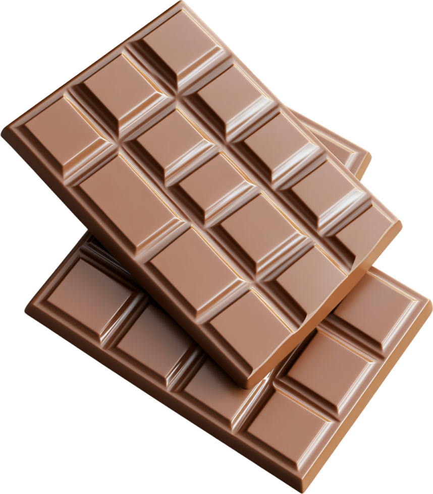 Two bars of light brown chocolate are stacked atop one another against a black background, promising a sweet and delectable experience. png