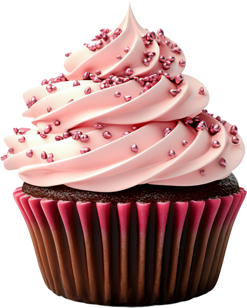 Delicious cupcake with pink frosting. The perfect sweet treat for celebrations or anytime you need a bit of joy png
