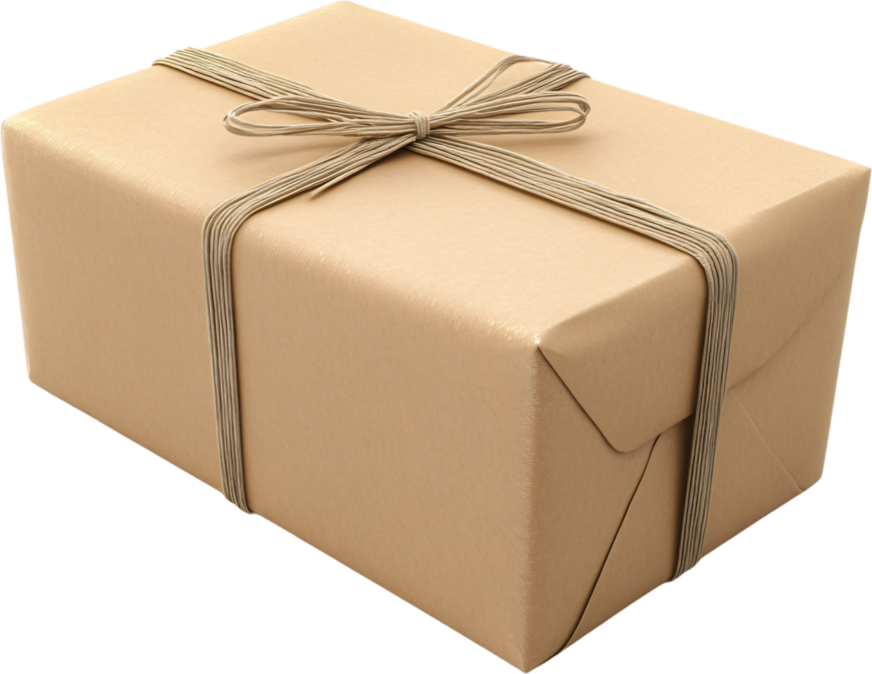 Wrapped gift box with natural brown paper, tied with string. Simple, classic, and perfect for any occasion, conveying care and thoughtfulness png