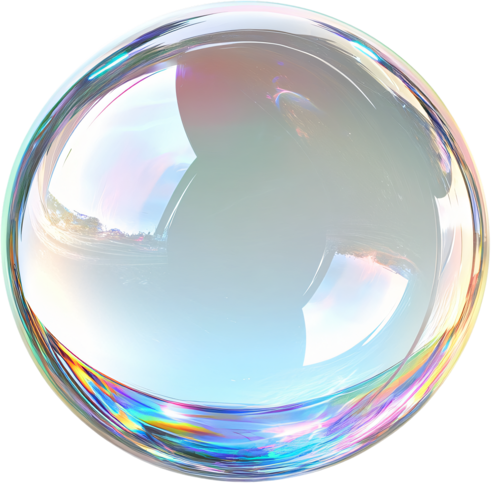 Iridescent orb shimmers with delicate hues, capturing light and reflection in its fragile sphere of ethereal beauty and wonder. png