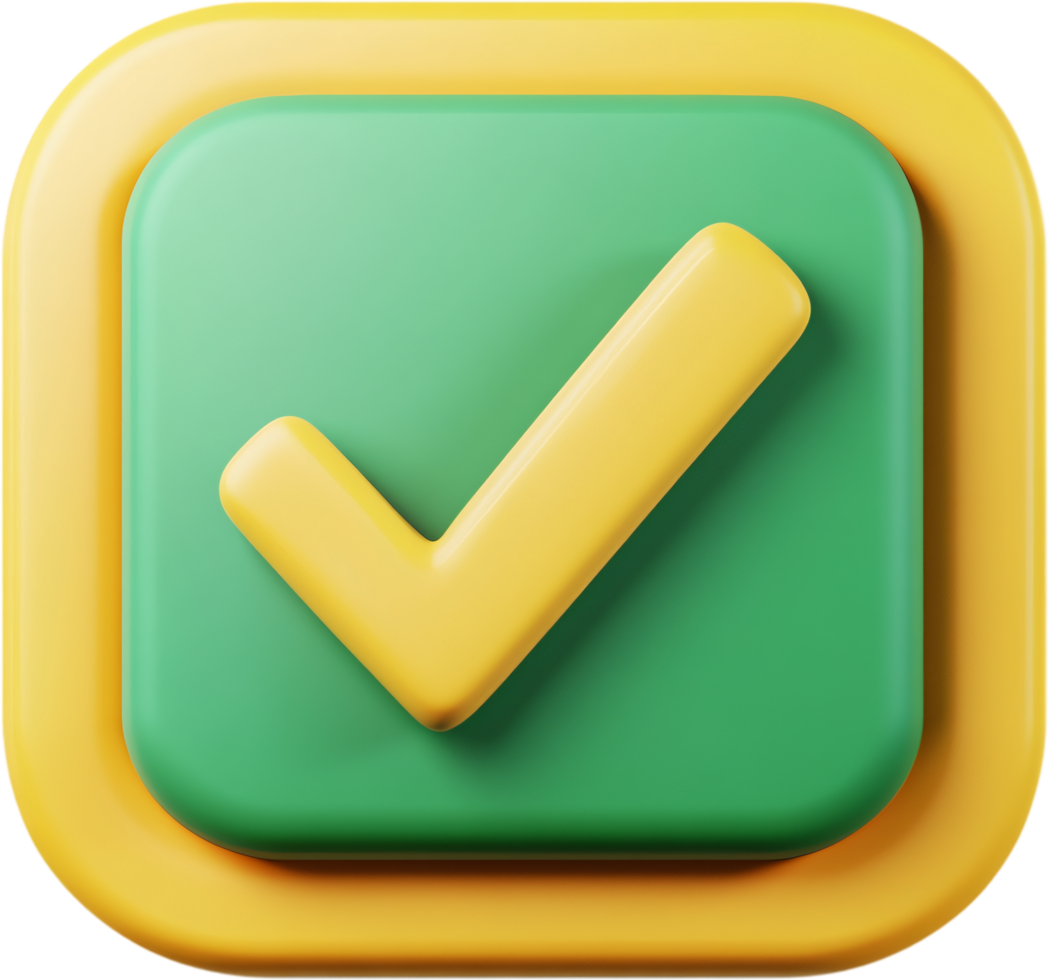 Gold tick in a green box. Indicates approval, confirmation, or a positive decision. Great for icons, web design, or UI elements. png