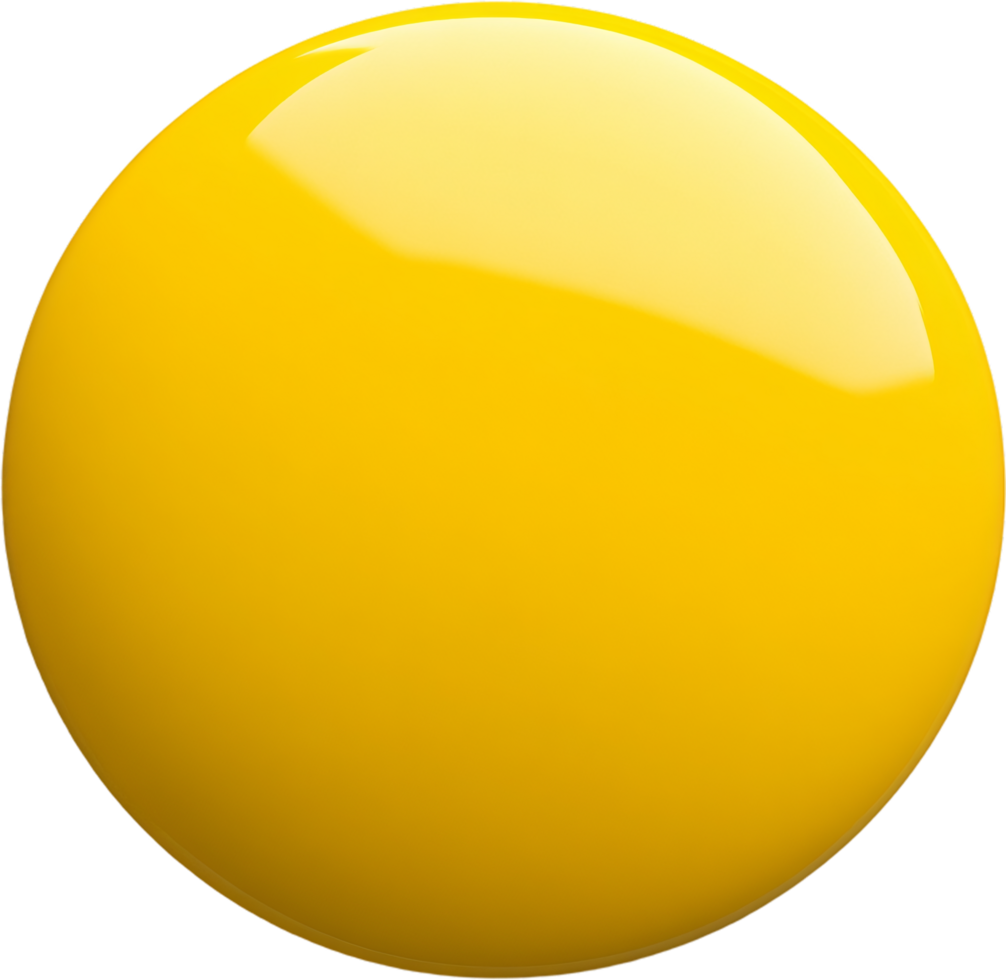 A shiny, bright yellow sphere reflects light on its smooth surface, appearing against a stark black backdrop. A simple yet striking image. png