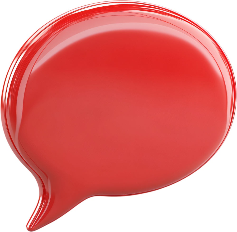 Vibrant red speech bubble icon, ideal for digital communication interfaces and expressing dialogues or messages online. png