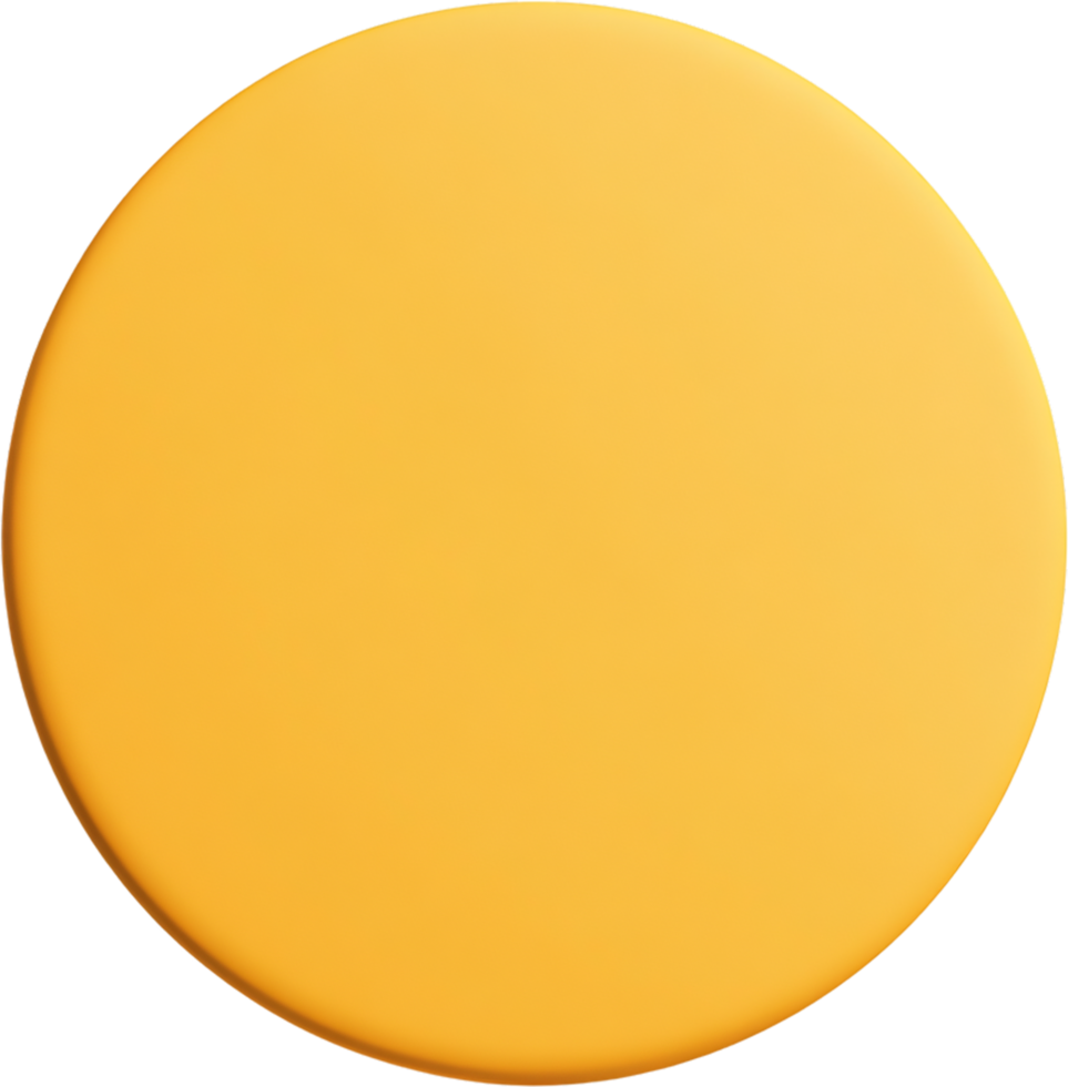 A bright yellow sphere with a smooth, matte finish, casting a soft shadow against a black background creating a simple, elegant contrast. png