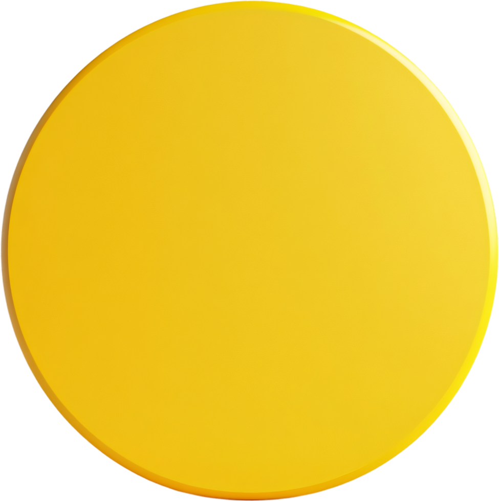 A bright yellow circle with a glossy finish, isolated on a black background. Simple graphic element, sunny and cheerful presentation. png