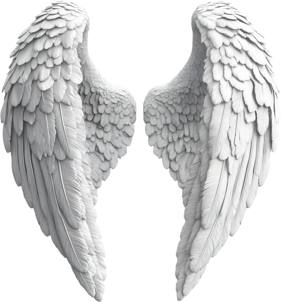 Majestic white wings. The light reflects off the delicate feathers, creating a ethereal and beautiful scene. Art and fantasy elements. png