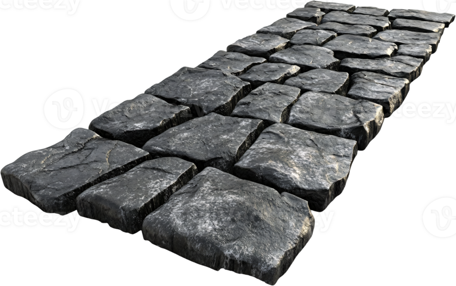 A rugged stone pathway stretches out, its uneven texture a testament to nature's artistry. The stones' cool gray color adds a touch of serenity. png