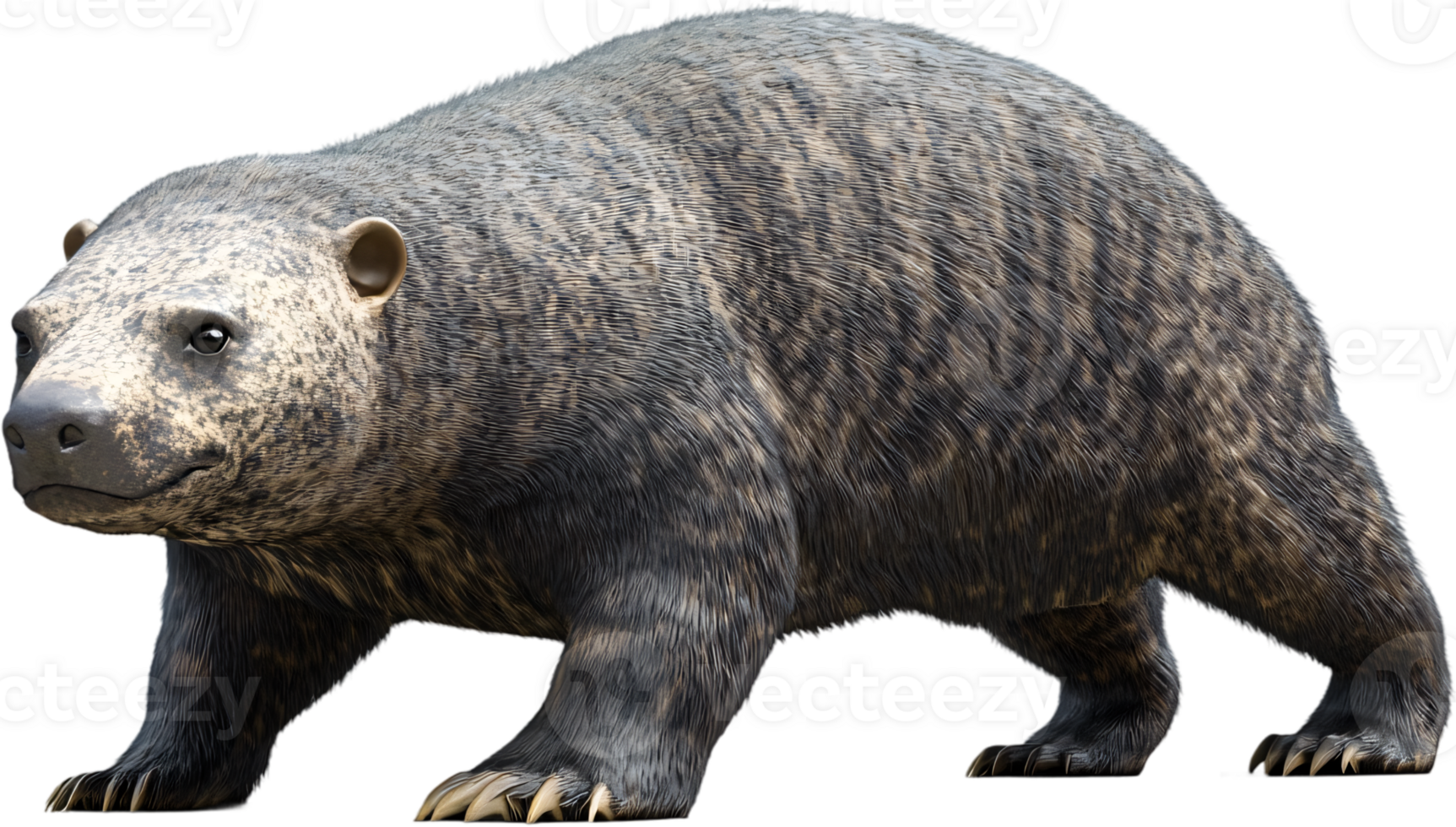 Detailed image of a large, imposing bear with thick fur, showcasing its robust build and powerful presence in its natural habitat. png