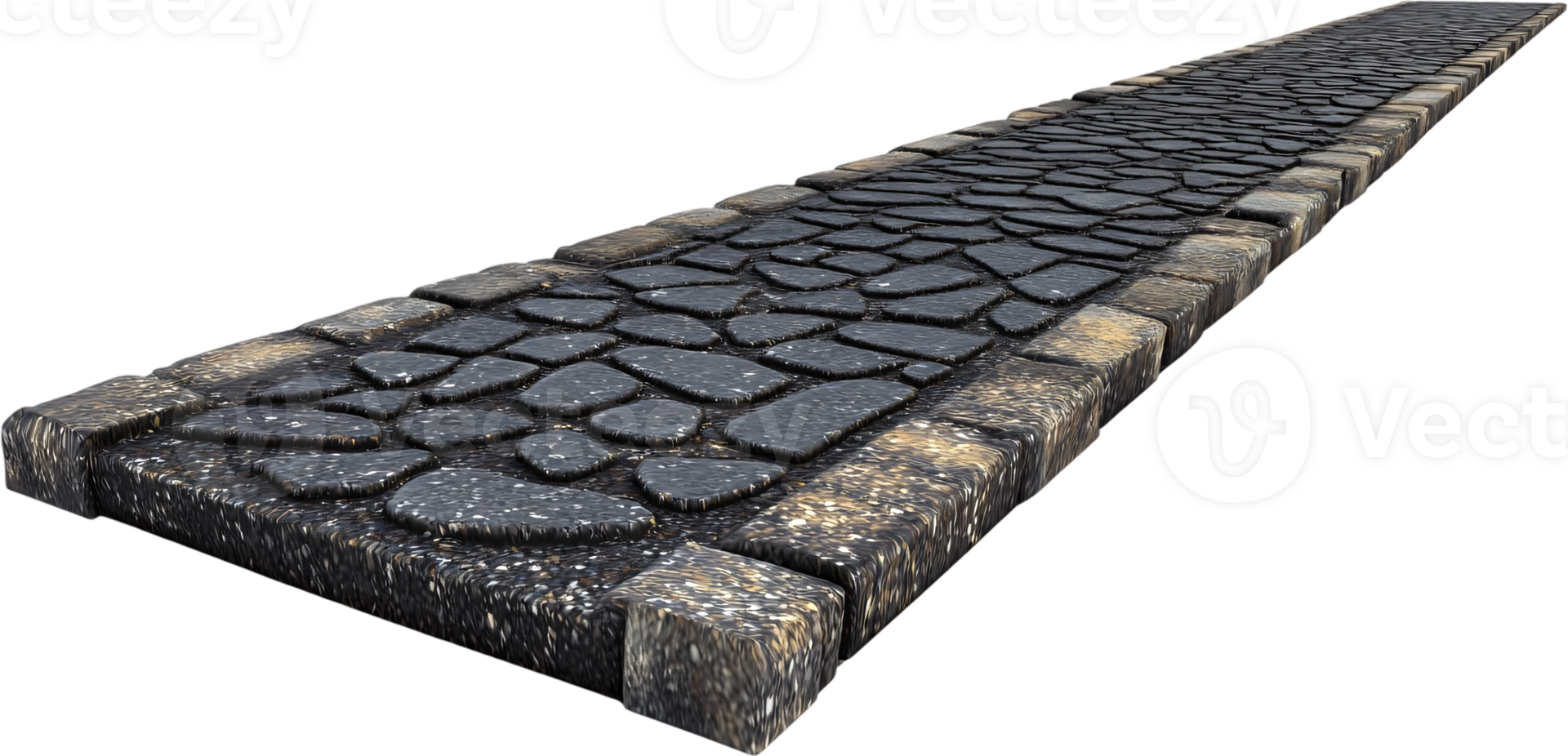 Stone pathway with a textured surface and solid borders, perfect for garden paths or walkways, creating a classic outdoor look. png