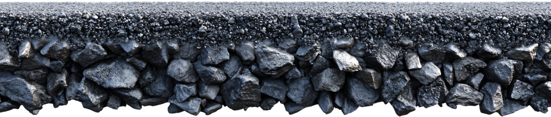 A cutaway view of road layers shows the asphalt surface above a substrate of crushed rock for drainage and structural support. png