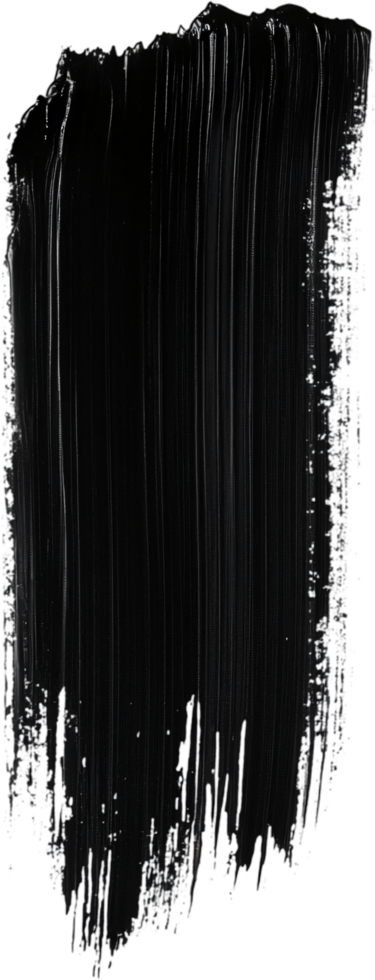 A thick, glossy black paint stroke cascades down, creating a visual texture with its vertical lines and varying depth of color. png