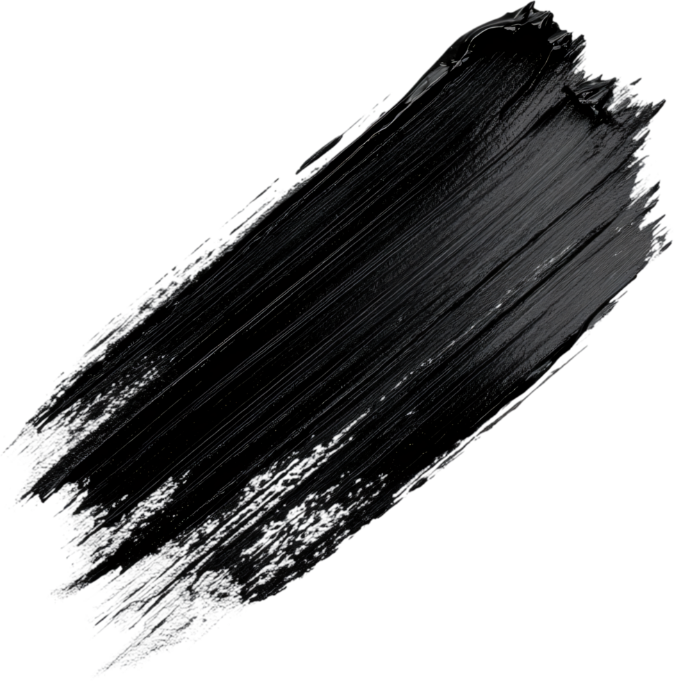 Thick black brushstroke against a stark background, showcasing textured artistry and bold elegance in minimalistic form. Abstract darkness. png