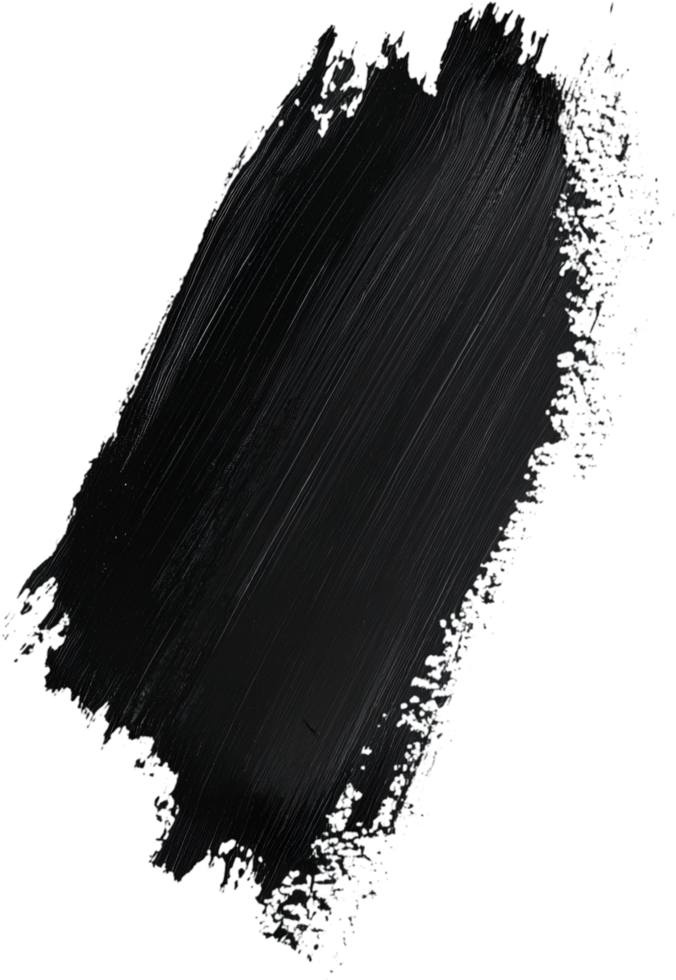 Monochrome minimalist. The dark paint swatch with visible brush strokes makes a stark, bold visual statement against the black background. png