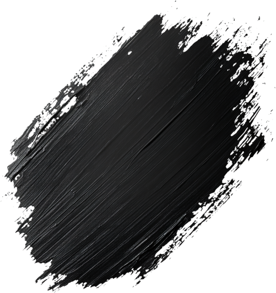 Abstract black smear art on dark surface. Dark, thick textured strokes create a bold and striking contemporary design element. png