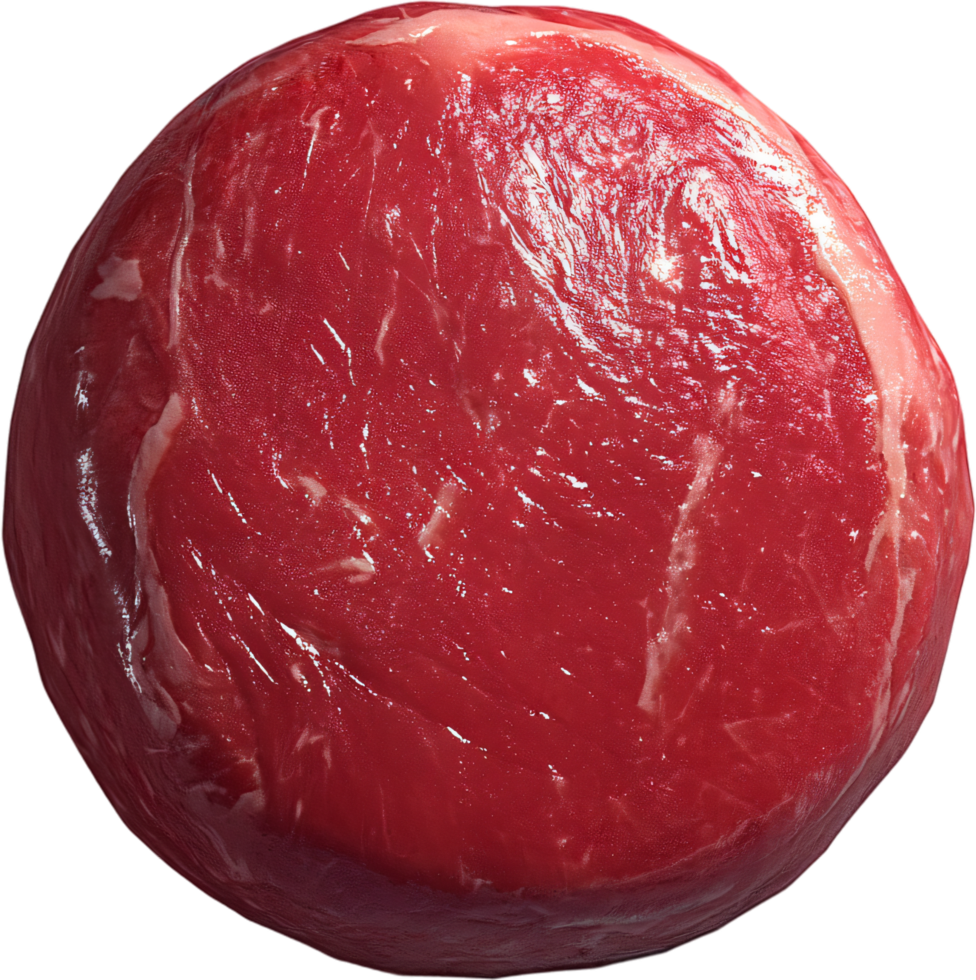 Red meat cut, showcasing its fresh color and marbling, ideal for culinary uses like steak or roast, perfect for meat lovers. png