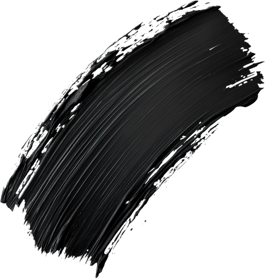 An abstract dark substance, likely a cosmetic or paint, is smeared against a contrasting black background. Minimalist, graphic, and textured. png