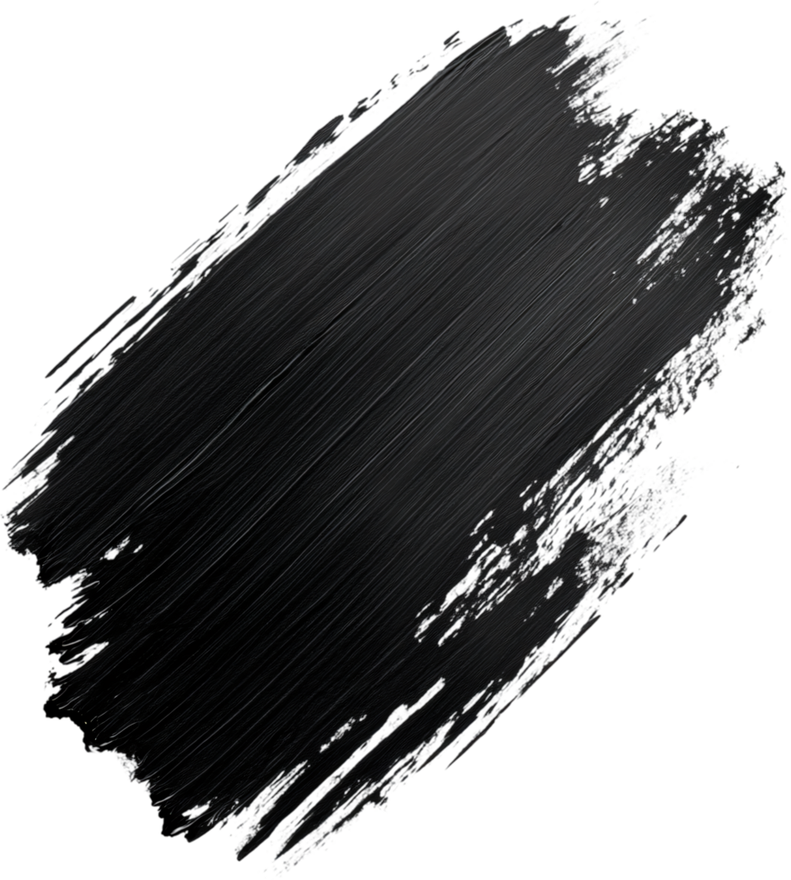 Textural black paint smear isolated against a stark black backdrop. The bold stroke creates a striking visual element. png