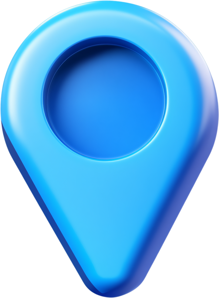A 3D-rendered, light-blue map pointer icon, suggesting location services, navigation, or points of interest in a digital map setting. png