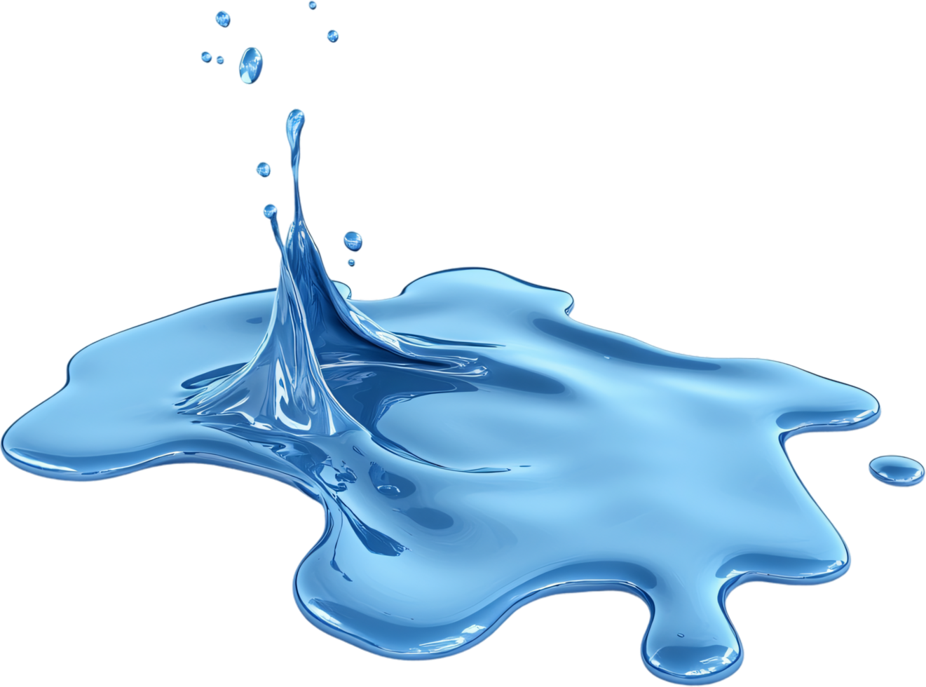 Dynamic water splash with droplets illustrating fluid motion, captured on a clean black background showcasing liquid interaction and surface tension. png