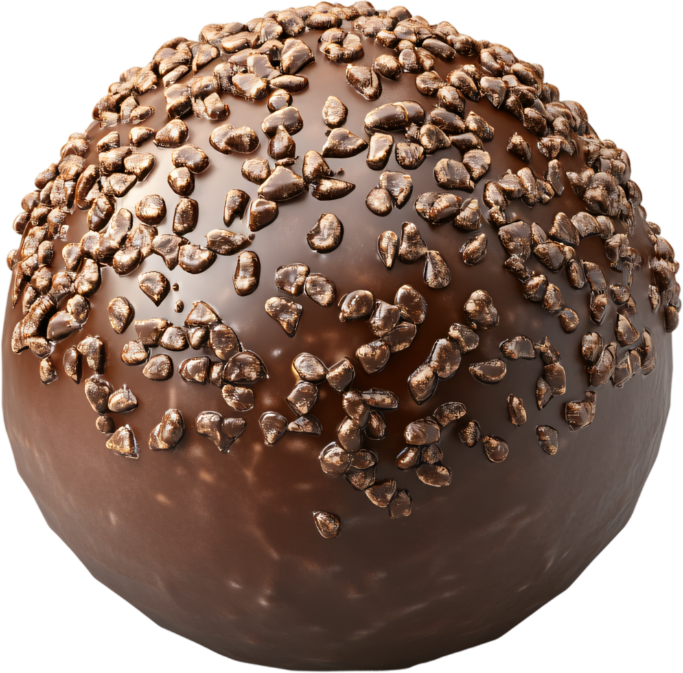 Rich chocolate truffle. a delicious dark chocolate confectionery coated with chocolate sprinkles, perfect for indulging in sweet treat. png