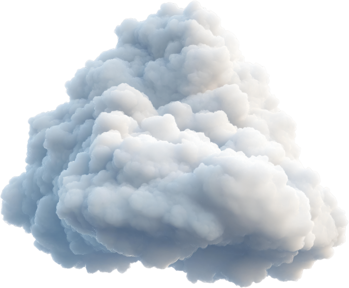 A voluminous cloud formation, exhibiting fluffy textures and soft gradations of white and blue, suggesting fair weather in an open sky. png