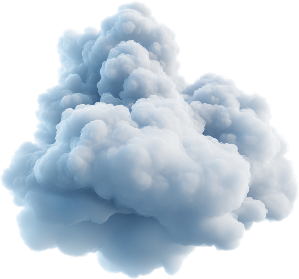 A fluffy, voluminous cloud formation against a dark backdrop. It is white, airy, and textured with subtle blue shadows. Ideal weather imagery. png
