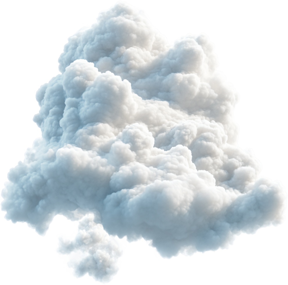 A fluffy, voluminous cumulus cloud dominates the frame, showcasing its intricate texture and the soft gradient of light and shadow on its surface. png