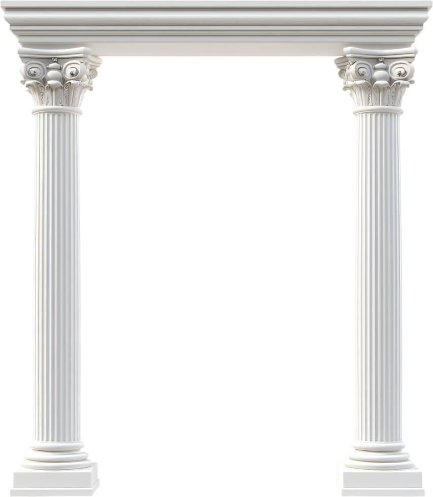 Elegant white architectural archway. Classical design adds a touch of timeless sophistication. Perfect for historical or artistic representation. png