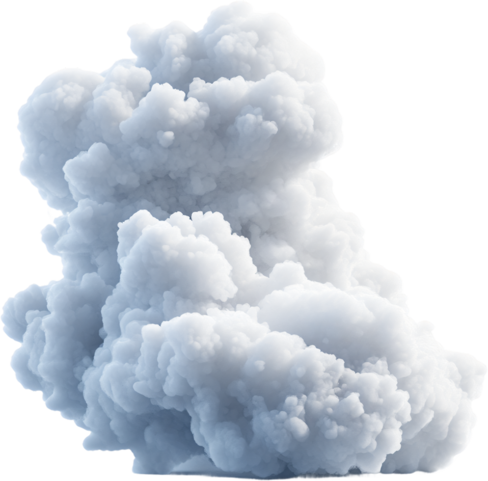 A dense cloud of white smoke billowing upwards, its form intricate and voluminous, against a stark black backdrop, creating contrast. png