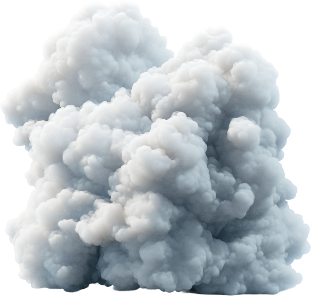 Dramatic cloud formation, its towering presence fills the frame with soft grays and whites against a black background. png
