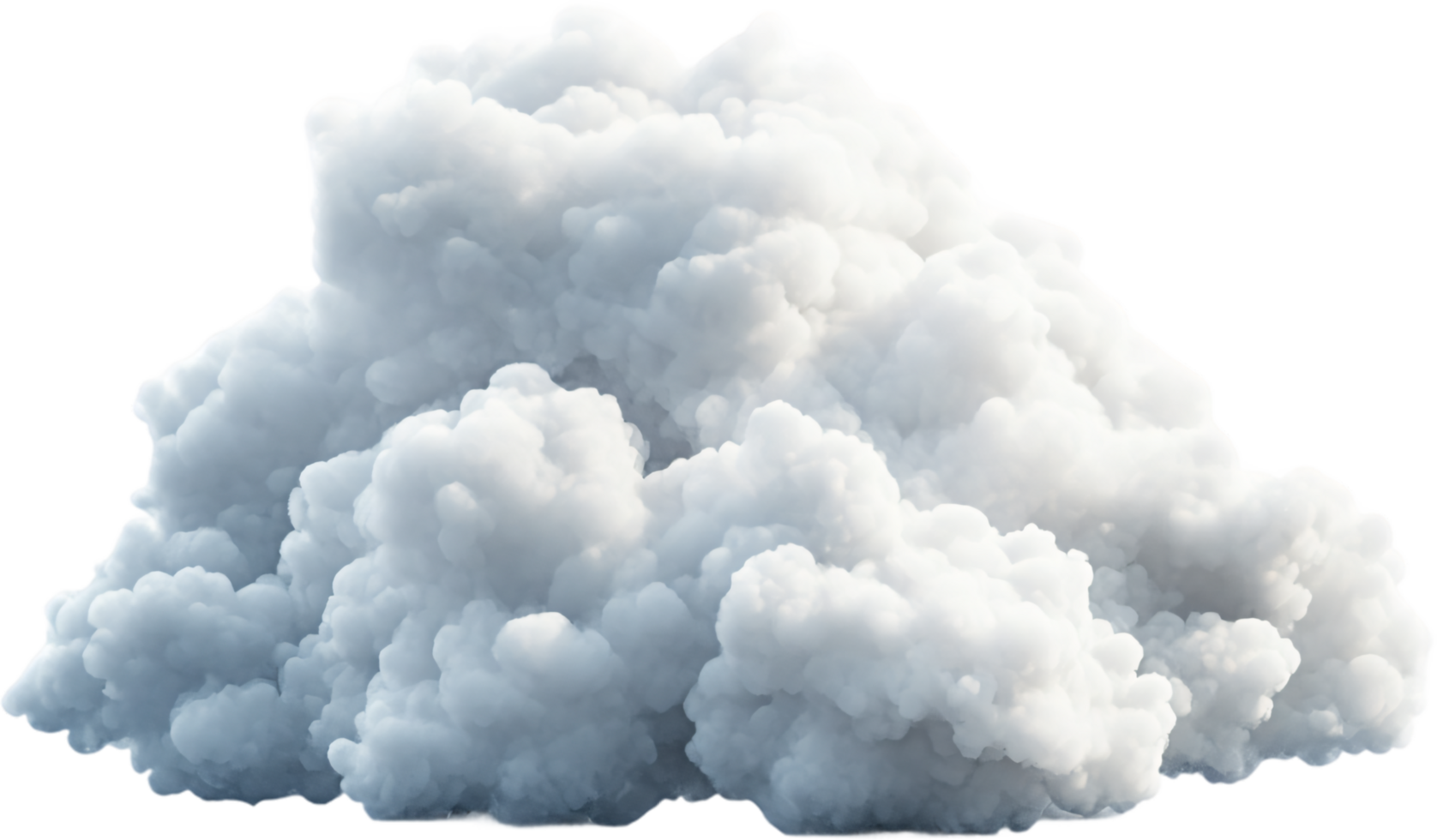 Cumulus cloud, puffy, white, with a dark base. The image is on a transparent background. A bright and fluffy cumulus cloud formation. png