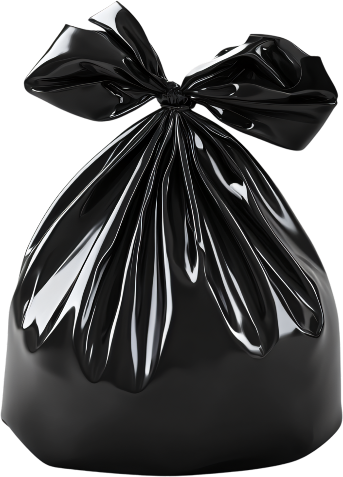 Sleek black refuse container. Dark bag shows modern simplicity, clean design for disposal needs with artistic rendering and shiny look. png