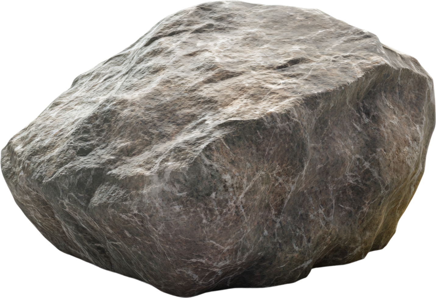A large, gray rock is the central element, exhibiting a rough texture and natural patterns that convey solidity and geological history. png