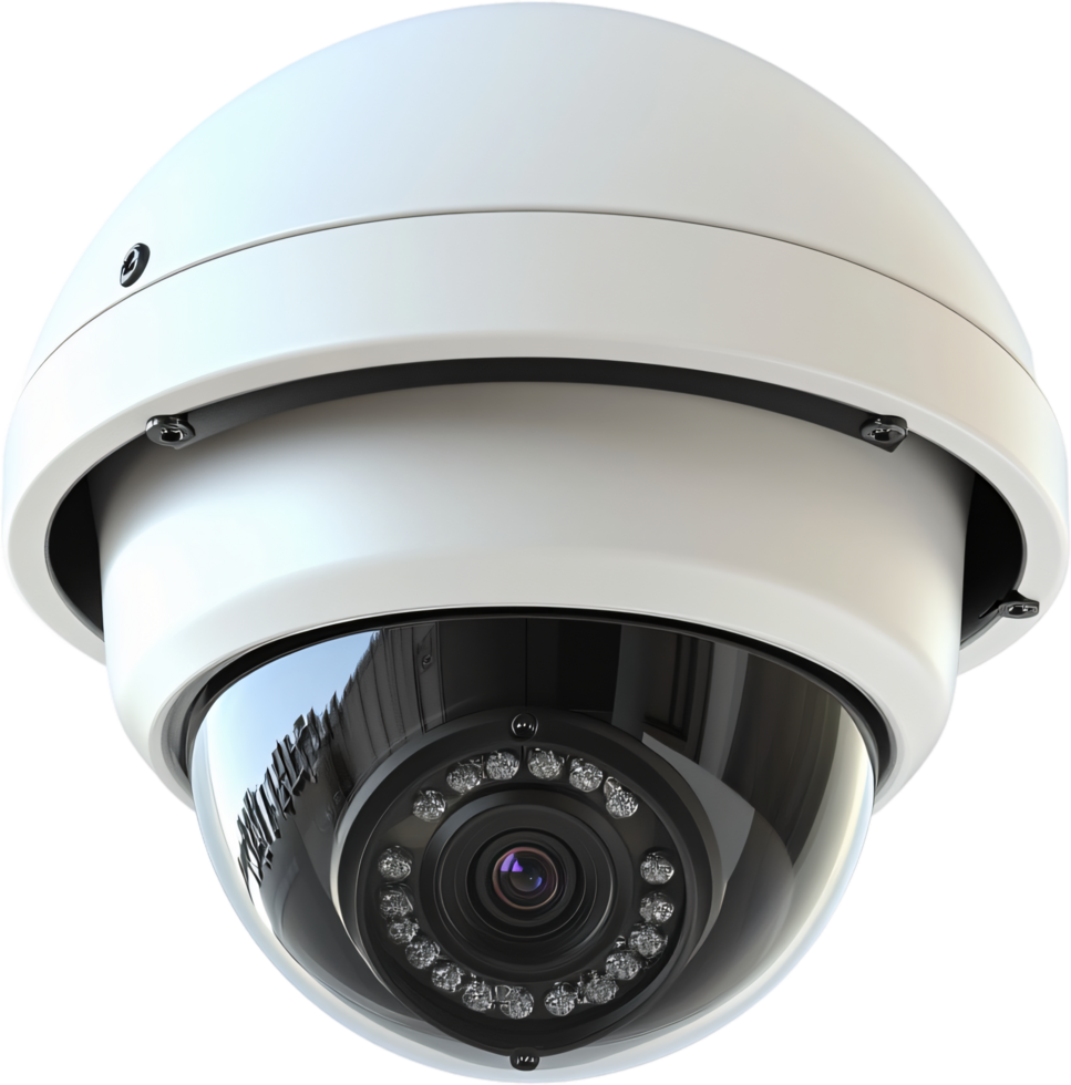 High-resolution security camera with wide-angle lens, designed for optimal surveillance, capturing clear visuals in diverse environments. png