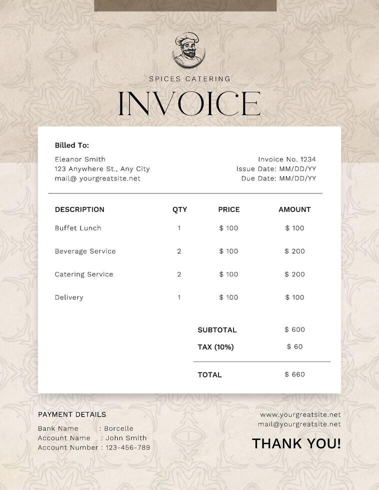 Catering Service Invoice Template