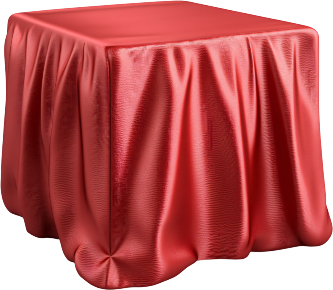 An object underneath a red fabric is suggested, creating mystery with visual interest and suspense in the image composition. png