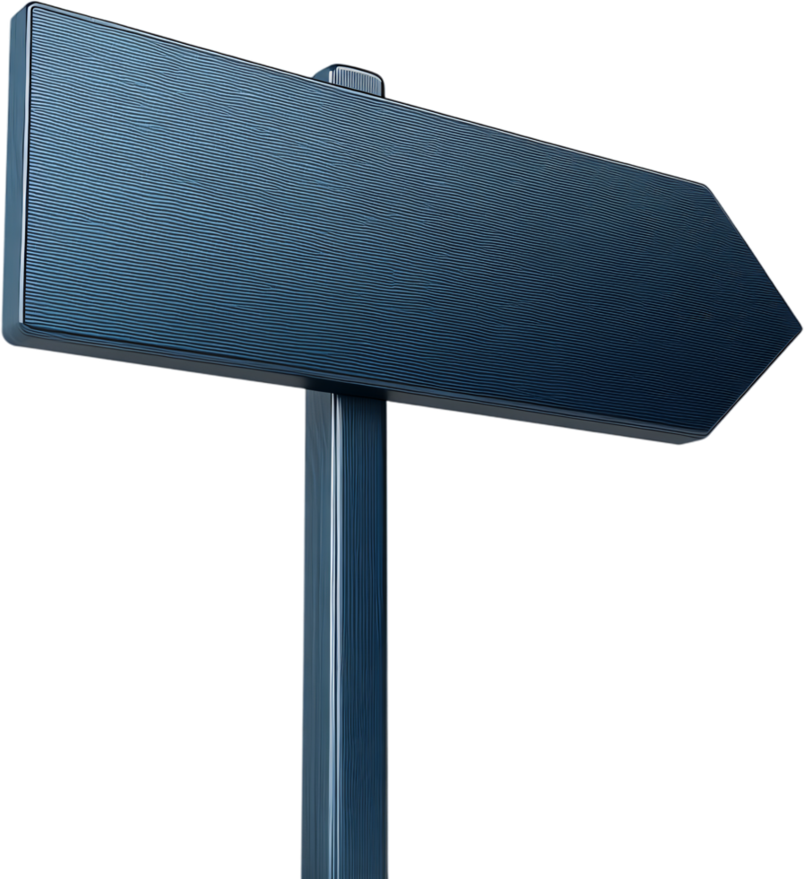 A directional sign points the way forward, its blank face ready for your message. Indicating possibilities, ready to guide your decisions. png