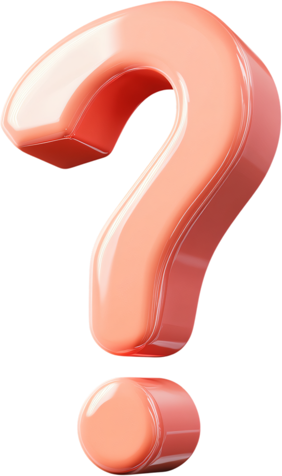 Shiny peach question mark. Asking questions, problem solving, curiosity, seeking information or an answer. Clear and inviting symbol. png
