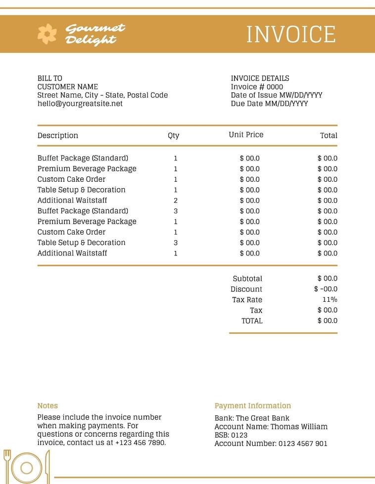 Catering Service Invoice template