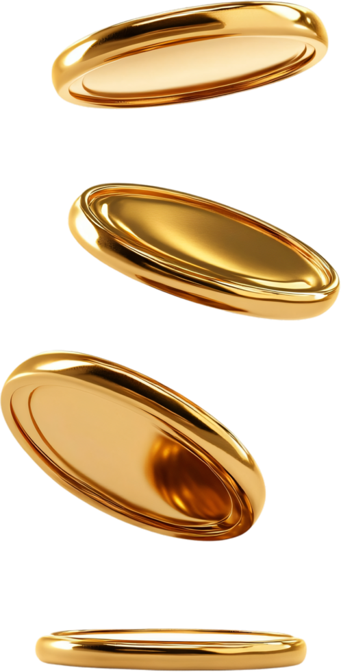 Golden rings in a sleek, elegant composition against a black background, showing a modern and minimalist aesthetic. Metallic shine is apparent. png