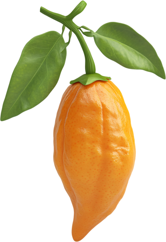 Isolated yellow chili pepper, close-up studio shot on black, vivid color, showing texture and leaves, natural product for cooking. png