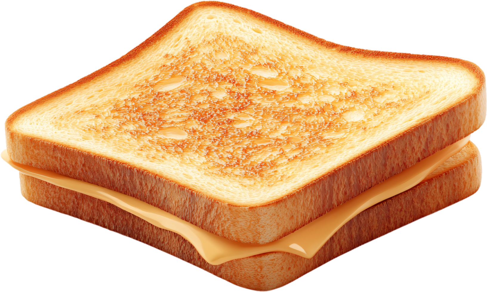 A delicious-looking cheese sandwich made with golden toasted bread, creating a comforting and appealing meal. Simple, yet satisfying. png