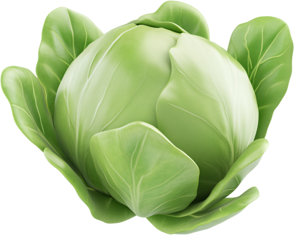 Fresh, green cabbage, A healthy vegetable with crisp, overlapping leaves, great for salads, cooking, and nutritional meals. png