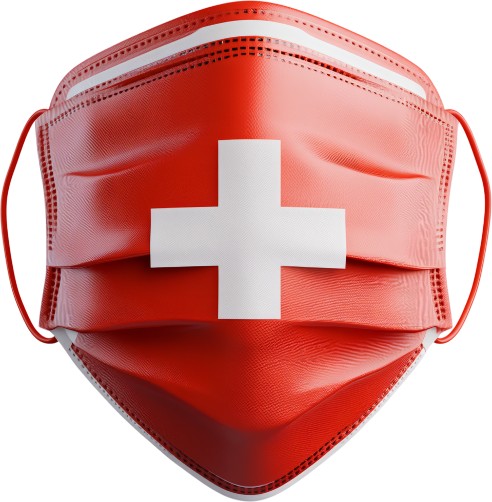 A red and white face mask offers a simple, yet elegant, solution for personal protection and symbolic style in a post-pandemic world. png