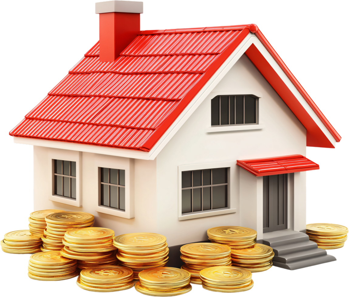 Dream home investment, Secure your financial future with property, a safe asset represented by stacks of gold symbolizing wealth and security. png
