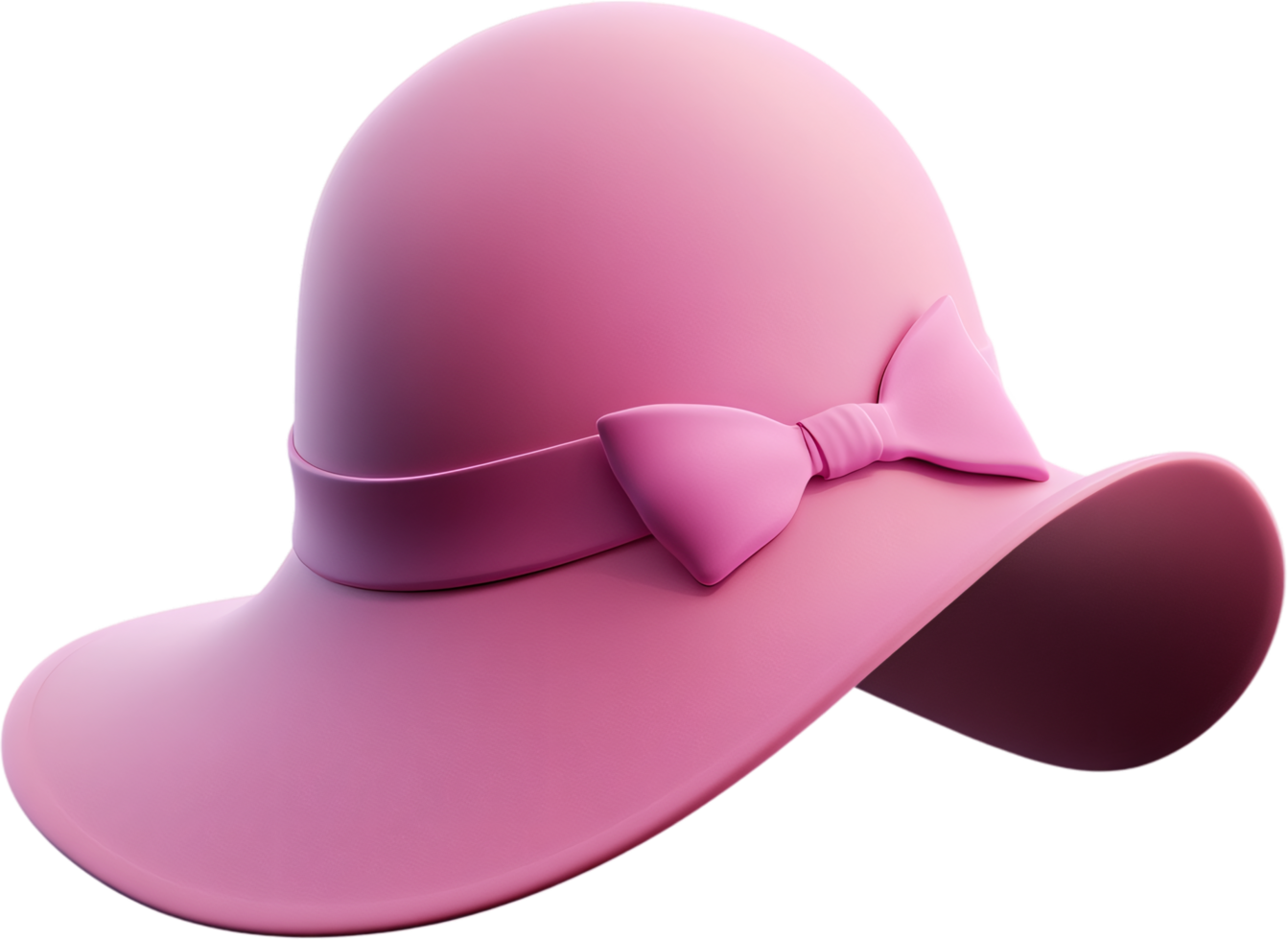 Elegant Pink Hat with Bow, A stylish accessory perfect for adding a touch of sophistication and charm to any occasion. png