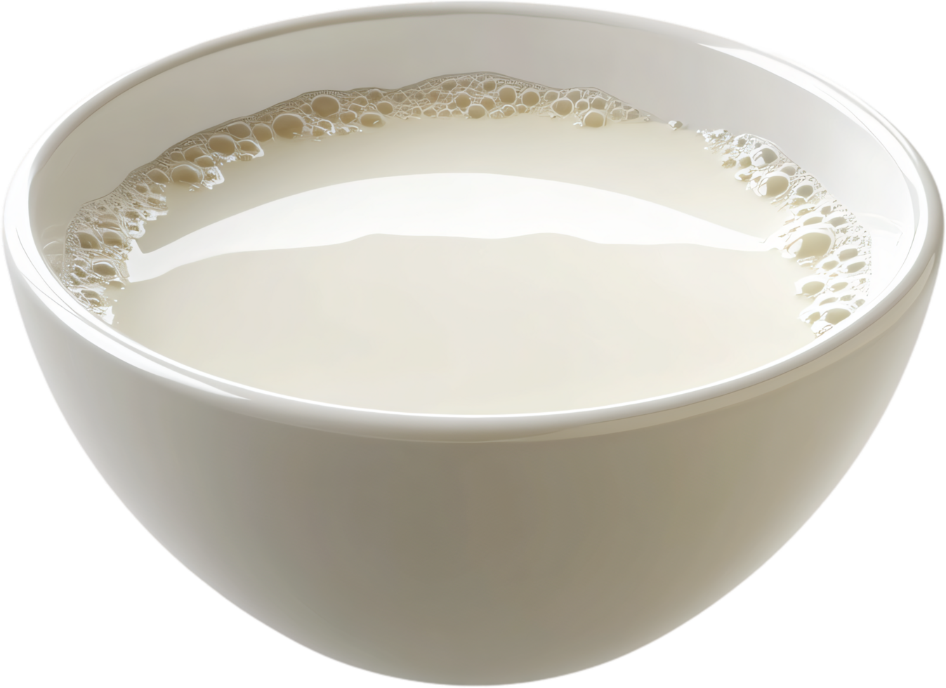 A white bowl filled with nutritious milk, creating a refreshing and wholesome beverage suitable for breakfast or any time of day. png