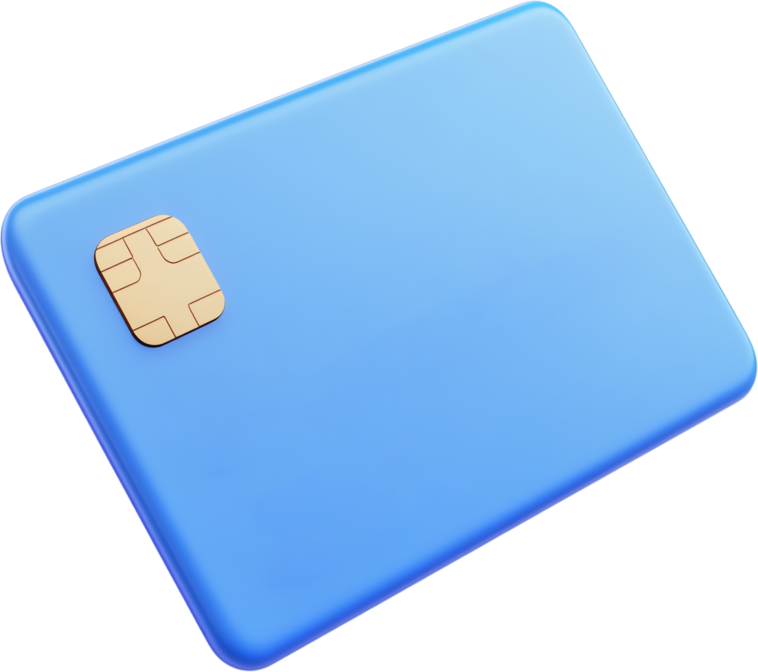 Minimalist credit card rendered in a stylized 3D fashion, emphasizing simple design and a clean aesthetic for financial themes. png