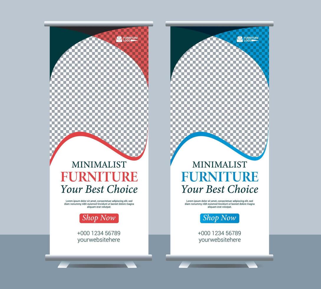 Furniture roll up display standee for presentation vector